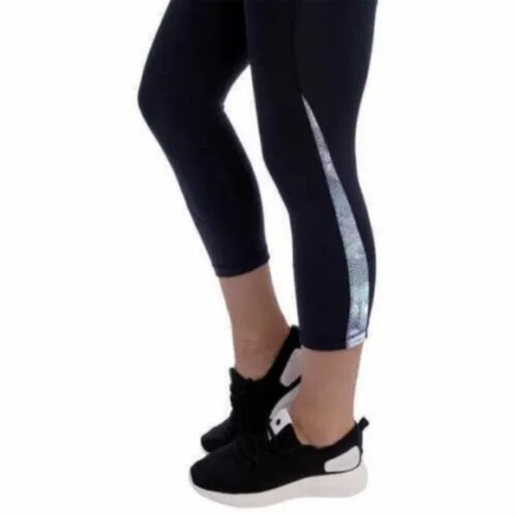 NWoT Kirkland Signature Women's Reflective Leggings Navy Size Small $40 1B098 - Picture 3 of 3
